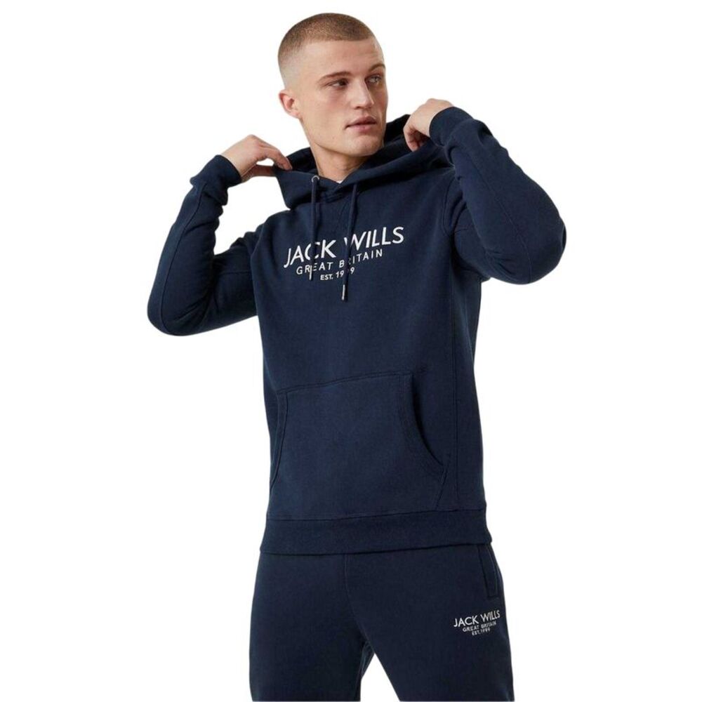 Jack Wills Mens Batsford Logo Hoodie / Navy